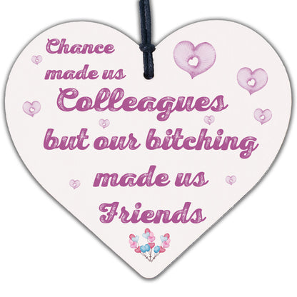 Colleague Friendship Leaving Work Gift Wooden Heart Plaque Friend Thank You Gift