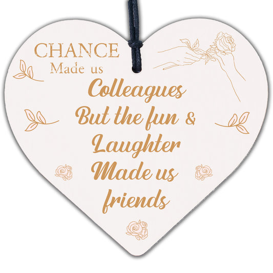 Novelty Chance Made Us Colleague Gift Hanging Wood Heart Birthday Christmas Gift