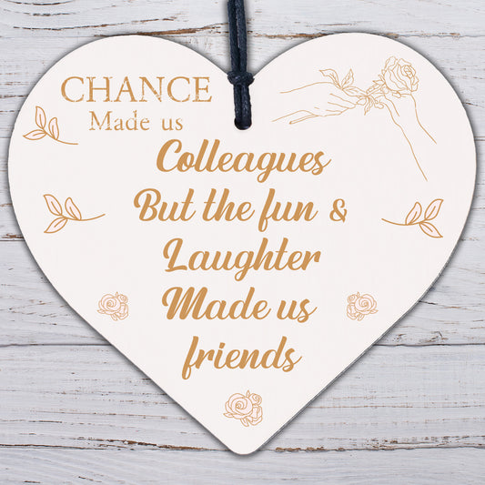 Novelty Chance Made Us Colleague Gift Hanging Wood Heart Birthday Christmas Gift