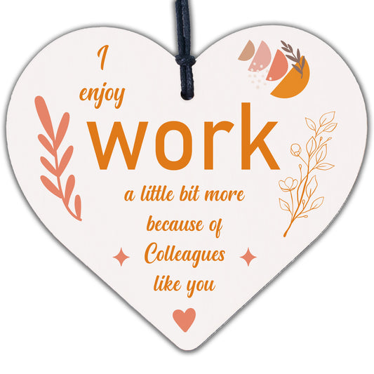 I Enjoy Work Hanging Heart Plaque Work Friendship Colleague Sign Thank You Gifts