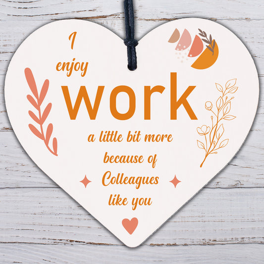 I Enjoy Work Hanging Heart Plaque Work Friendship Colleague Sign Thank You Gifts