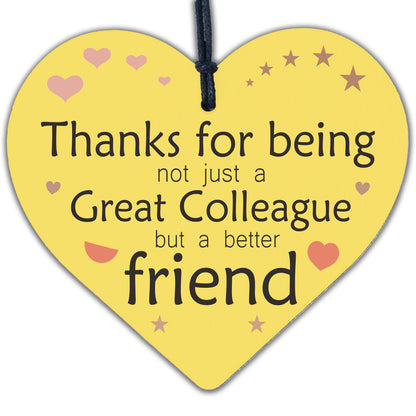 Work Colleagues Friendship Friend Heart Sign Plaque Office Thank You Gift