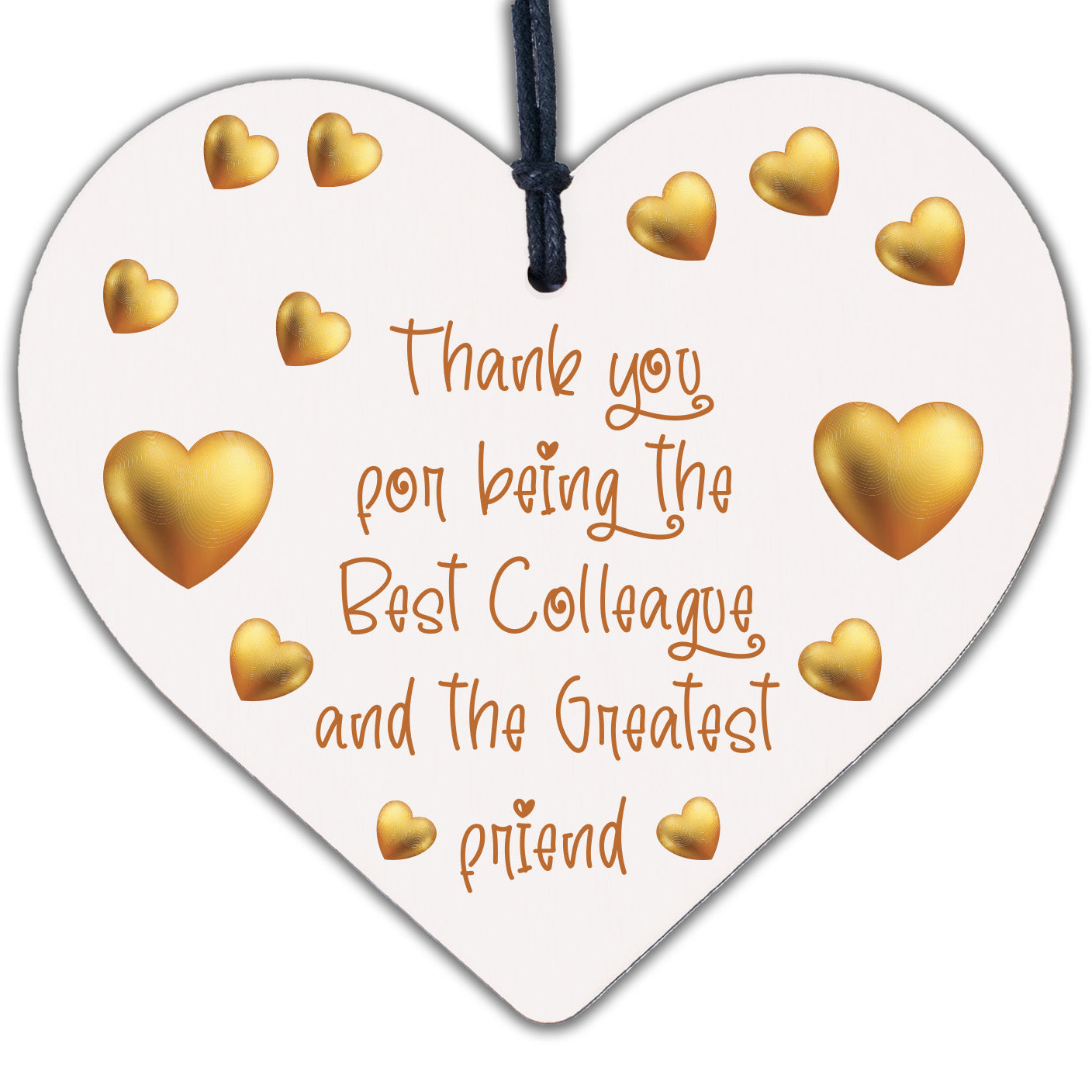 Thank You Wood Heart Plaque Friendship Gift For Colleague Friend New Job Present