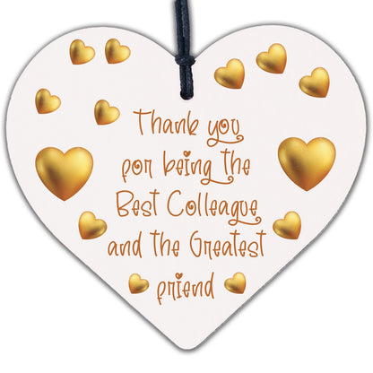 Thank You Wood Heart Plaque Friendship Gift For Colleague Friend New Job Present