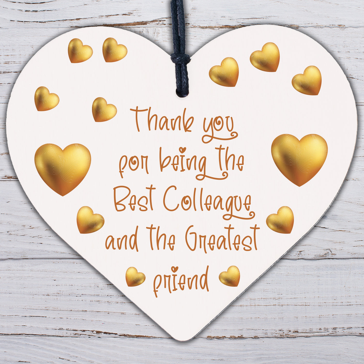 Thank You Wood Heart Plaque Friendship Gift For Colleague Friend New Job Present