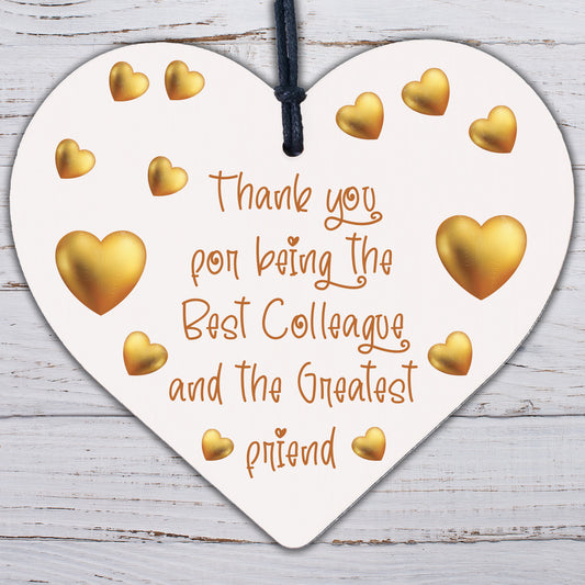 Thank You Wood Heart Plaque Friendship Gift For Colleague Friend New Job Present