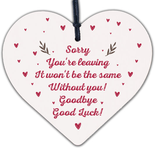 Colleague Leaving Work Gifts Wooden Heart Sign New Job Good Luck Presents