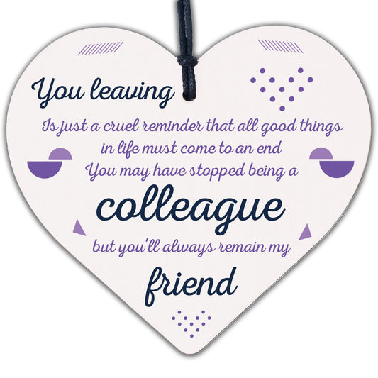 Colleague Gift Friendship Friend Wood Heart Plaque Leaving Office Gift Thank You