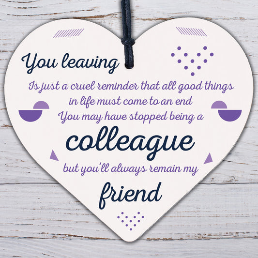 Colleague Gift Friendship Friend Wood Heart Plaque Leaving Office Gift Thank You