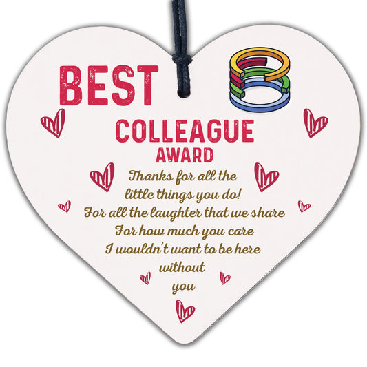 Best Colleague Award Hanging Heart Plaque Work Friendship FRIEND Sign Thank You