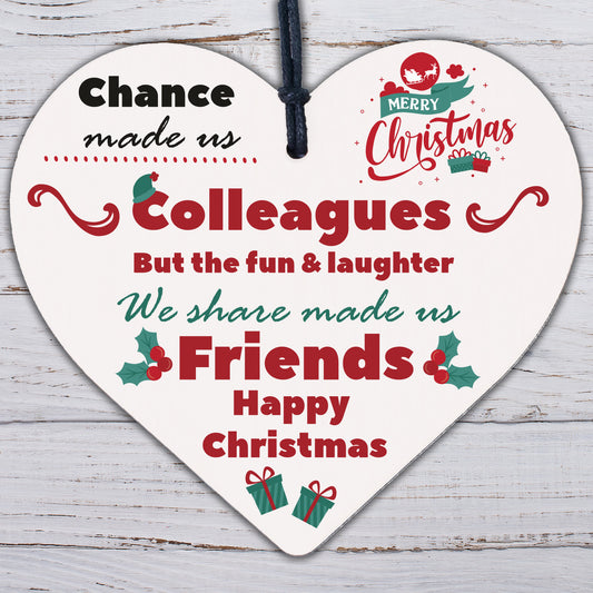 Colleague Christmas Gift Wood Heart Sign Friendship Secret Santa Gift Thank You