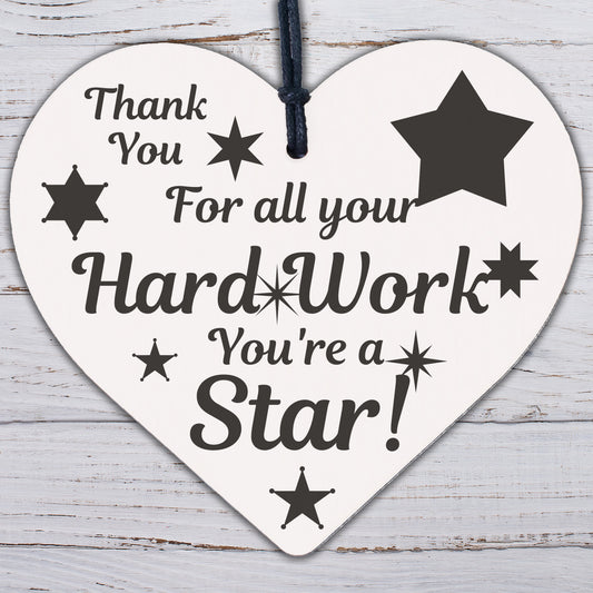 Colleague THANK YOU Gifts Wooden Heart Plaque Employee Teacher Volunteer Gifts