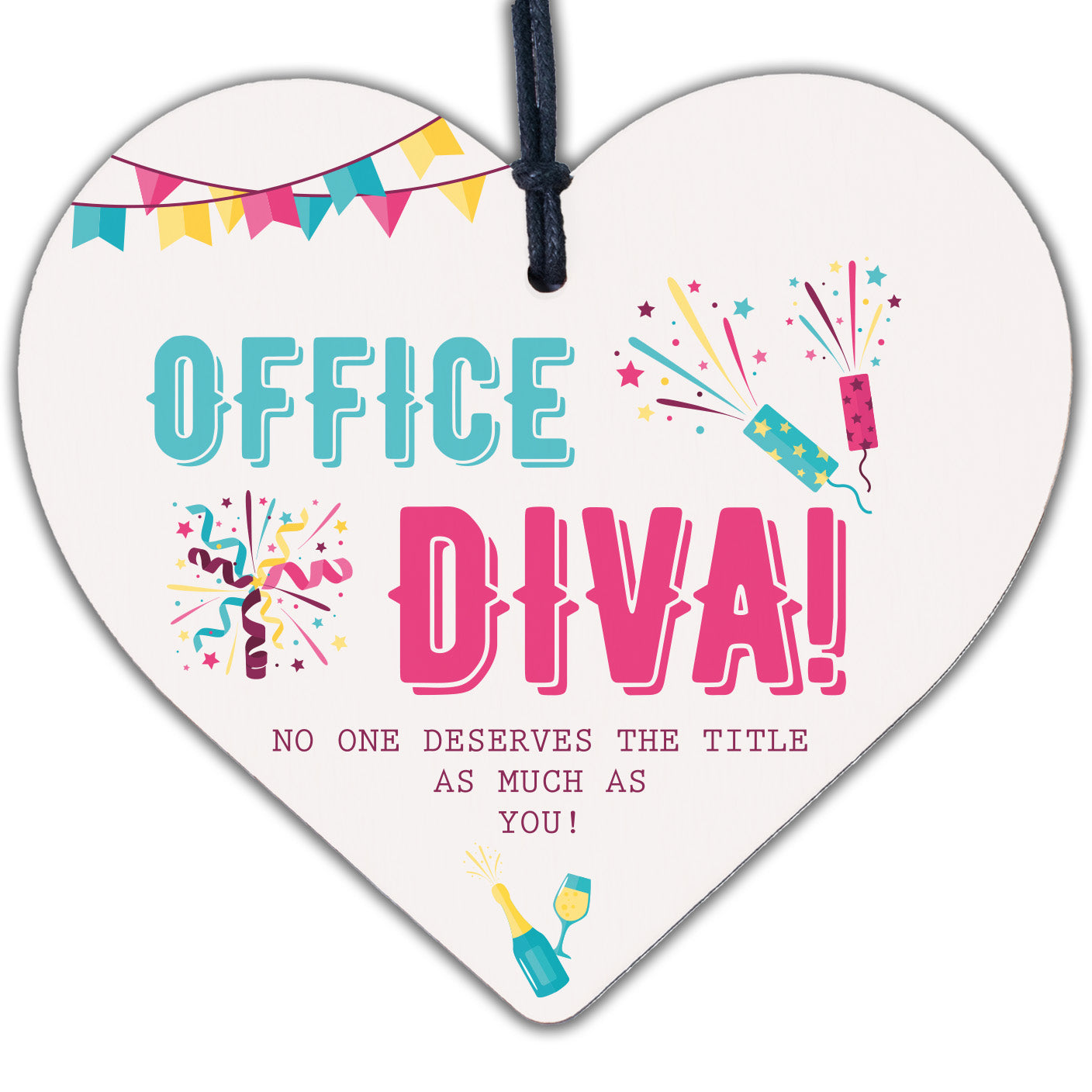 Office Diva! Wooden Hanging Heart Colleague Gift Novelty Work Office Funny Sign