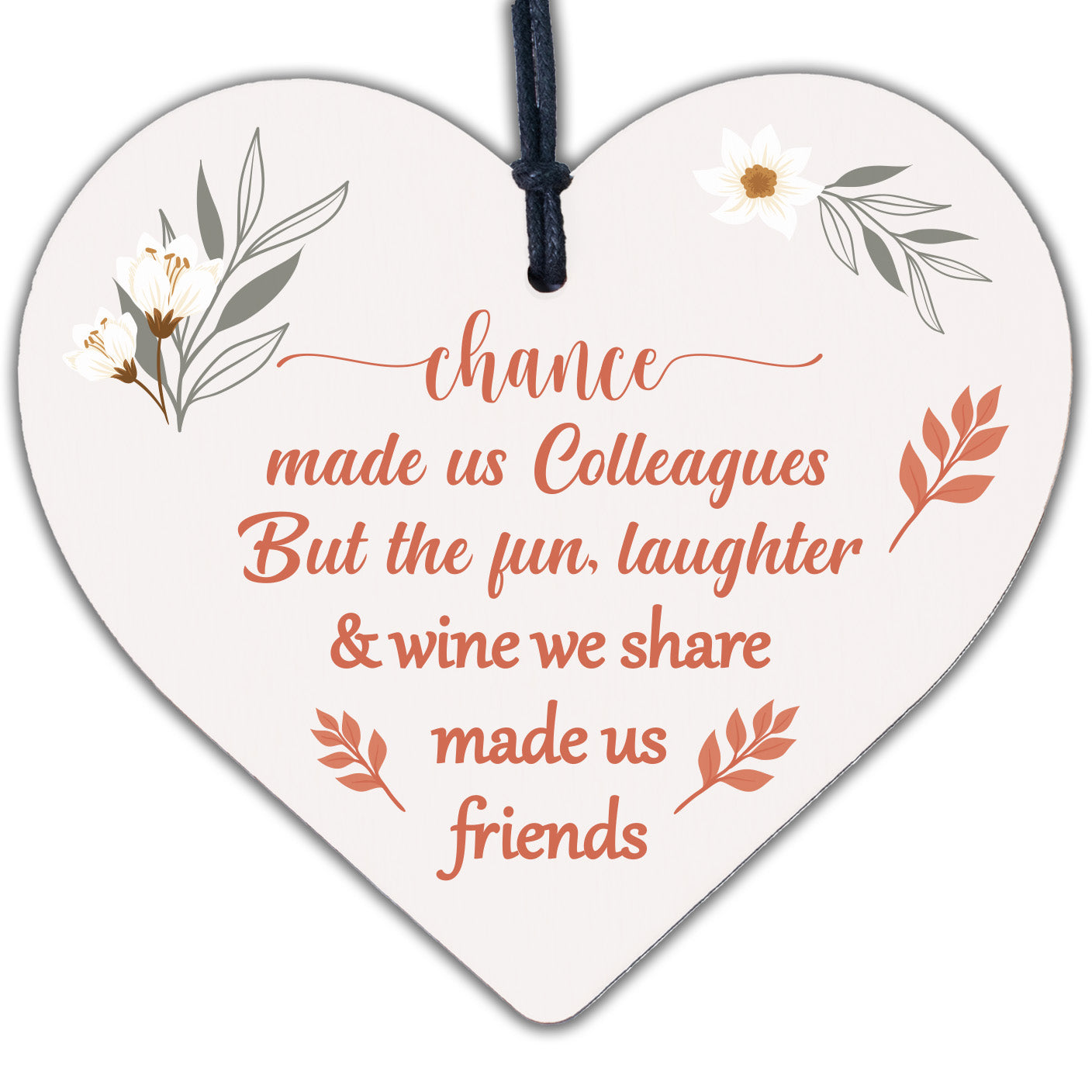 Colleagues Fun, Laughter & Wine Novelty Wooden Heart Leaving Gift Plaque