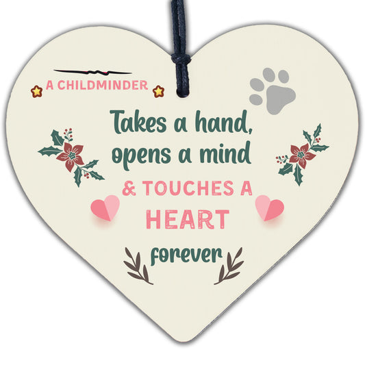 Handmade Wooden Hanging Heart Plaque Childminder Gift Teacher Thank You Gift