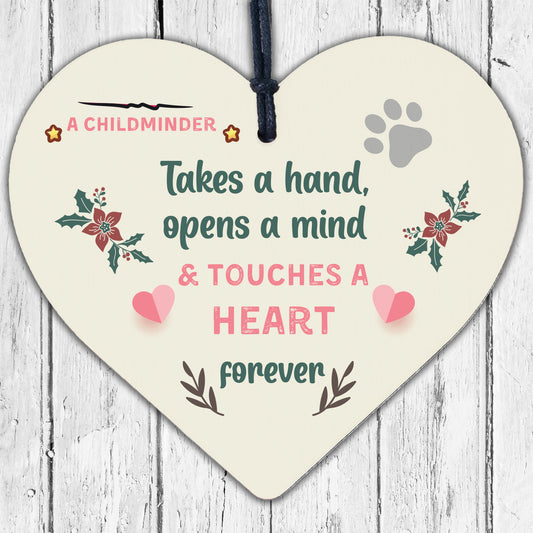 Handmade Wooden Hanging Heart Plaque Childminder Gift Teacher Thank You Gift