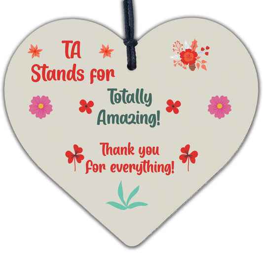 Thank You Gift For Teacher Teaching Assistant Wooden Heart Leaving School Gifts