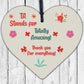 Thank You Gift For Teacher Teaching Assistant Wooden Heart Leaving School Gifts