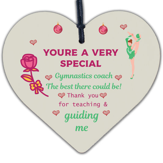 Gymnastics Gymnast Teacher Great Coach Wooden Heart Thank You Leaving Present