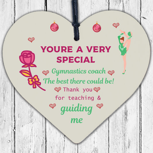 Gymnastics Gymnast Teacher Great Coach Wooden Heart Thank You Leaving Present