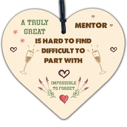 Great Mentor Teacher Wooden Heart End of Term Leaving Plaque Novelty Thank You