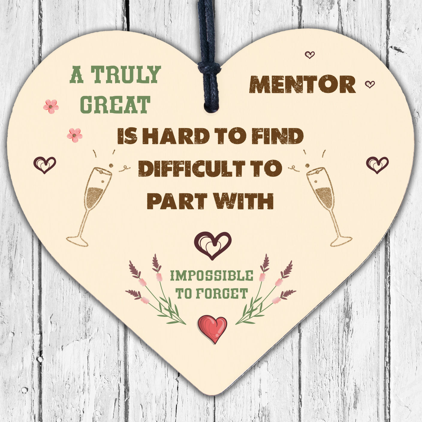 Great Mentor Teacher Wooden Heart End of Term Leaving Plaque Novelty Thank You