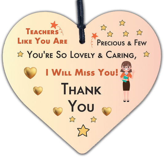 Teachers Are Precious Wooden Hanging Heart Shabby Chic Thank You Plaque Gift