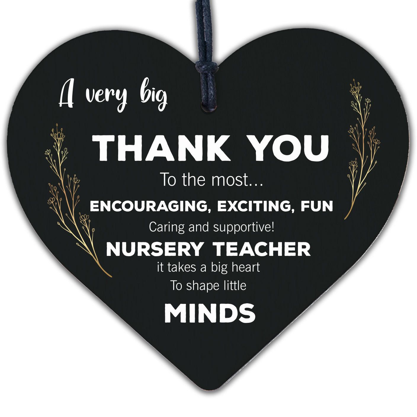 THANK YOU Gift For Nursery Teacher Hanging Wood Heart Leaving Nursery Gift