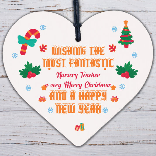 Handmade Wood Christmas Gift Heart Nursery Teacher Gift From Child Thank You