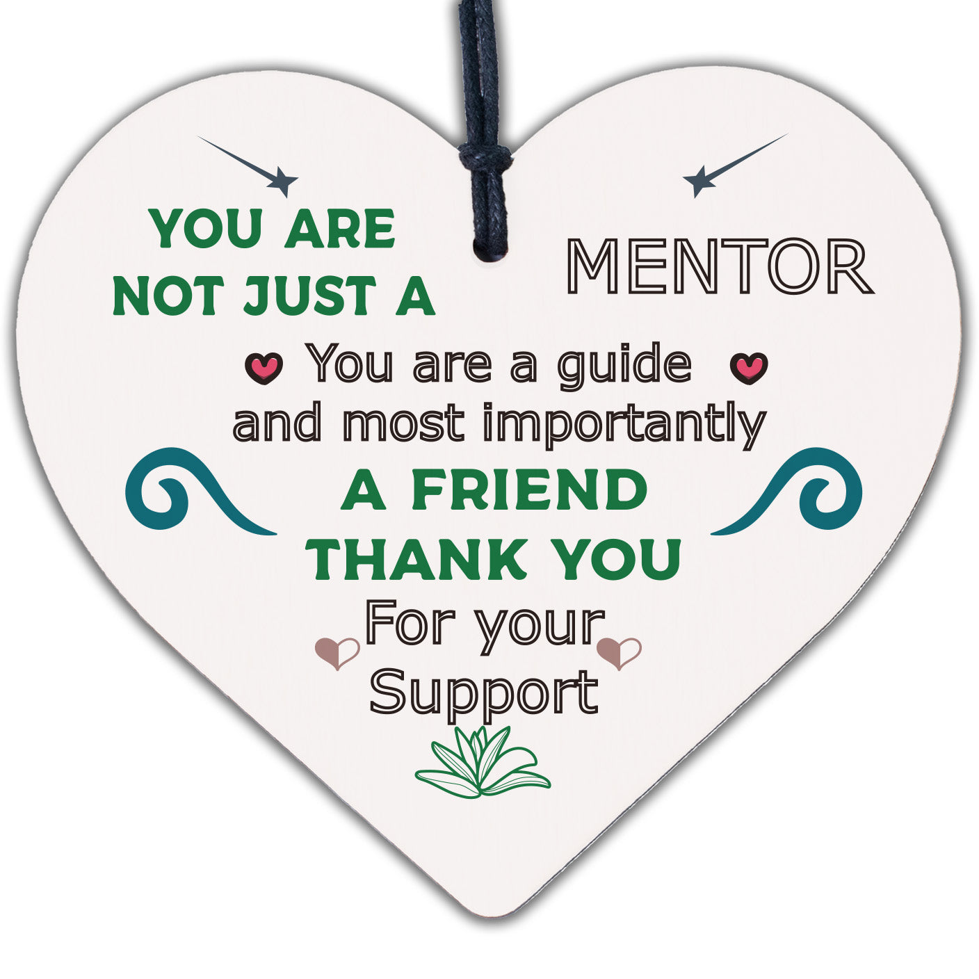 Mentor Thank You Wood Heart Plaque Gift For Teacher Coach Tutor Leaving Gifts