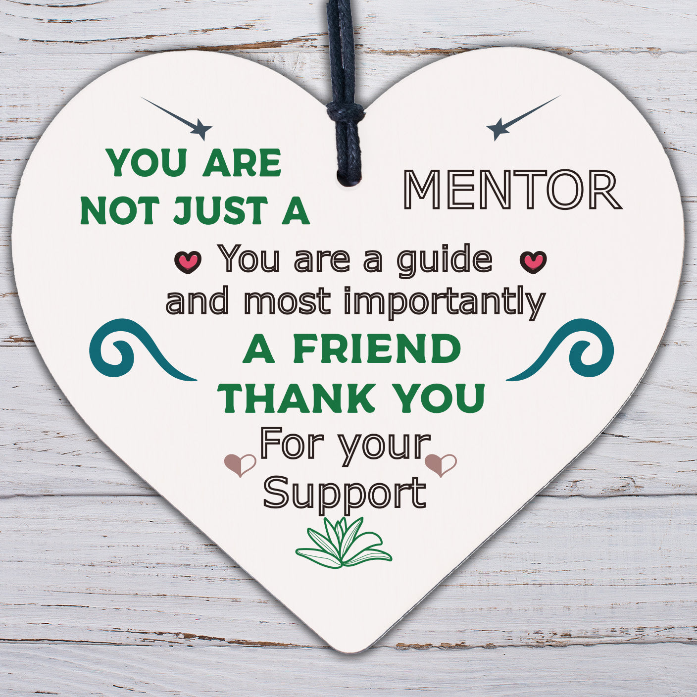 Mentor Thank You Wood Heart Plaque Gift For Teacher Coach Tutor Leaving Gifts