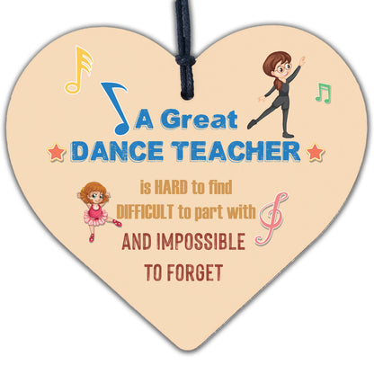 Handmade Heart Thank You Dance Teacher Gift Goodbye Gift For Her Friendship Sign