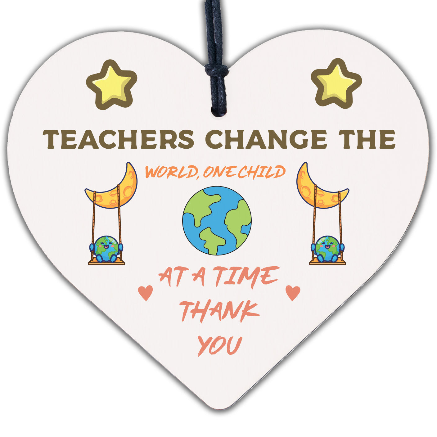 Teachers Change The World Wooden Hanging Heart Plaque Shabby Chic Thank You Gift