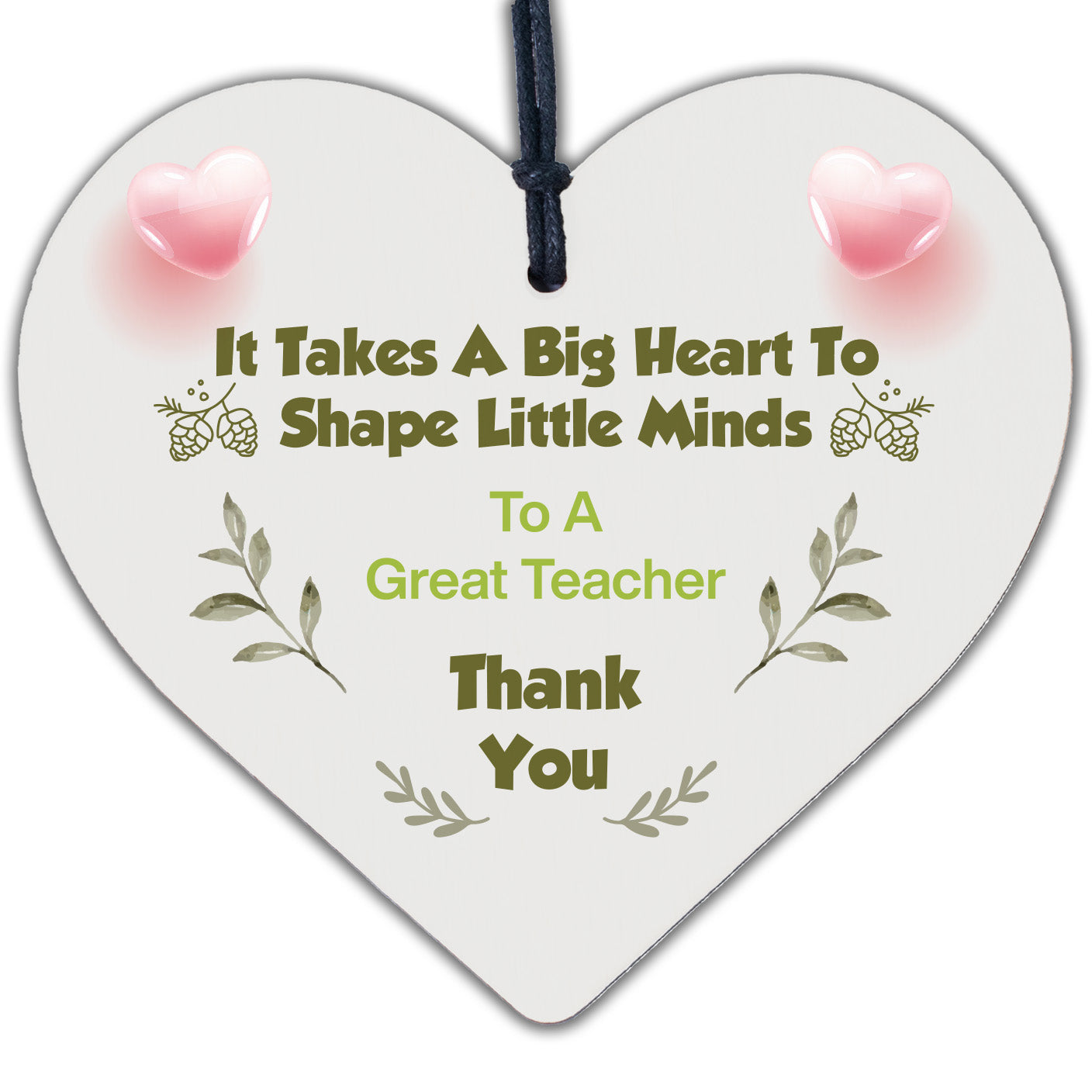 Great Teacher Big Heart Wooden Hanging Heart Thank You Gift Teachers Plaque Sign