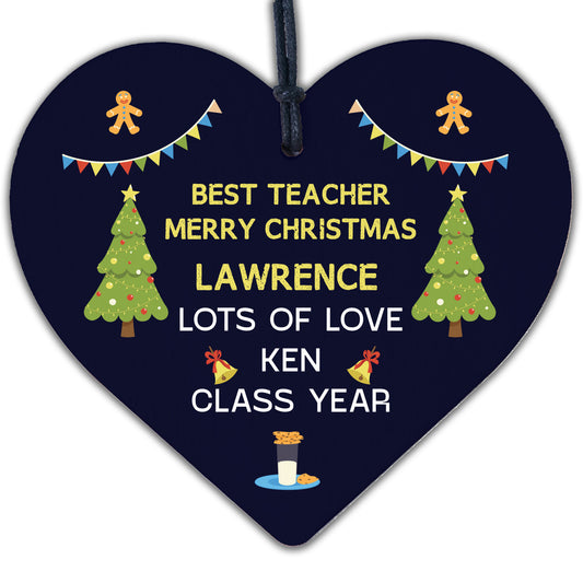 Merry Christmas Teacher Hanging Heart Teacher Gift Thank You Gift From Child