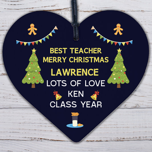 Merry Christmas Teacher Hanging Heart Teacher Gift Thank You Gift From Child