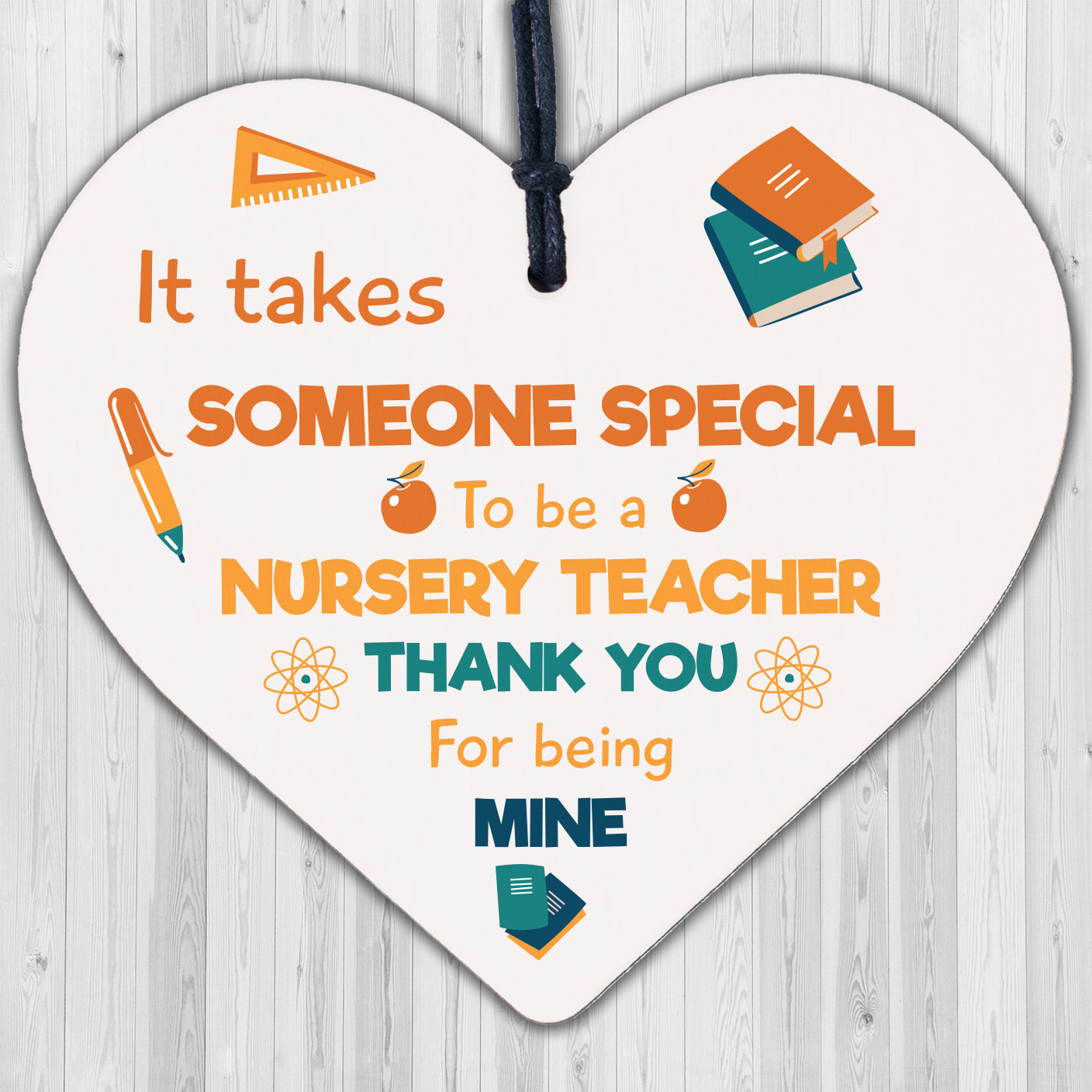 Handmade Nursery Teacher Thank You Leaving Gift For School Nursery Wood Heart