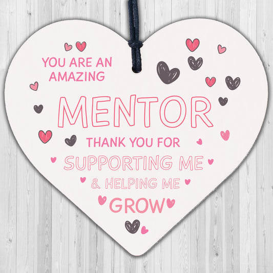 MENTOR Gift Wood Heart Thank You Teacher Mentor Friendship Gift Keepsake