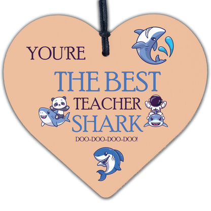 Cute Teacher Gift Wooden Heart Baby Best Teacher Gift Shark Leaving Gift