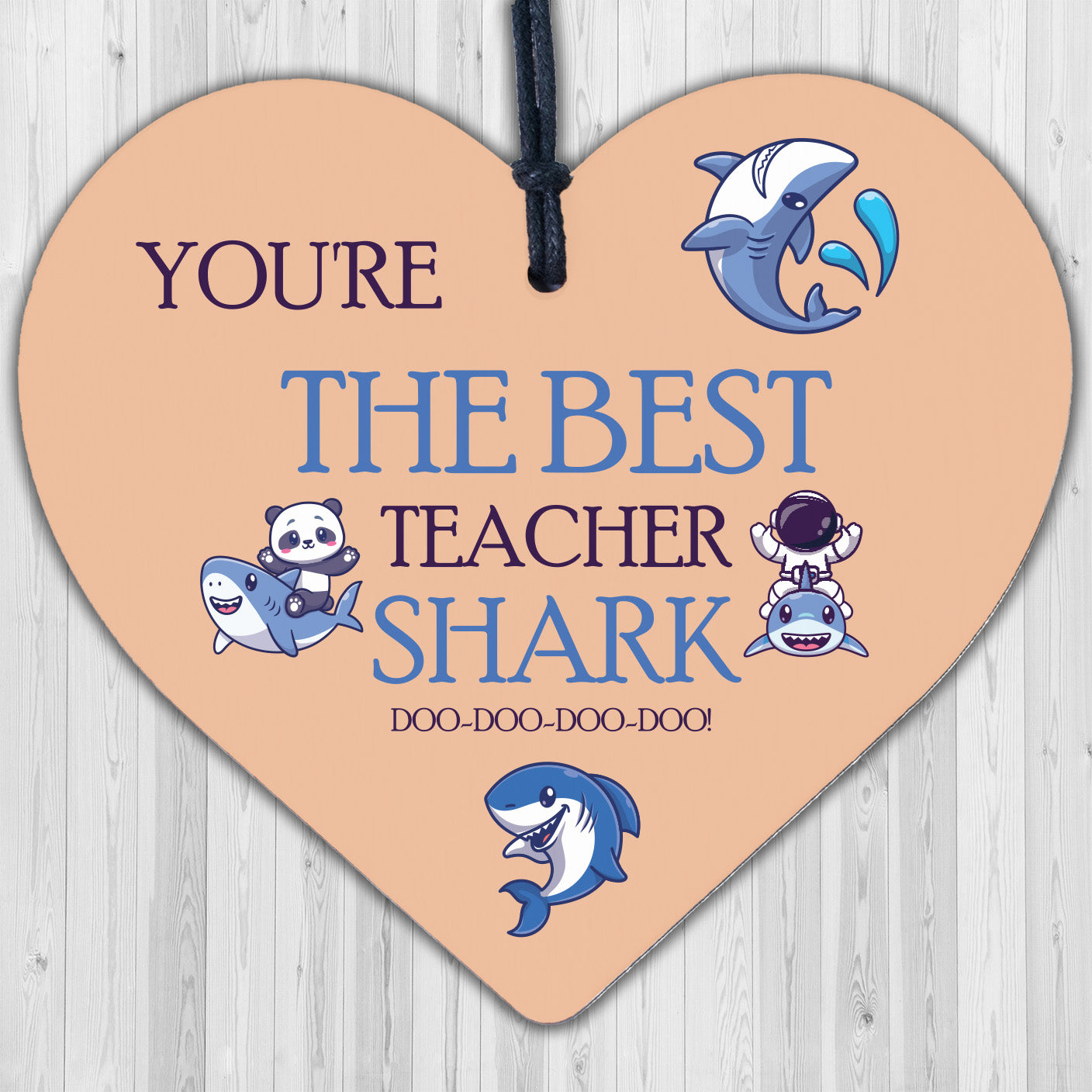 Cute Teacher Gift Wooden Heart Baby Best Teacher Gift Shark Leaving Gift