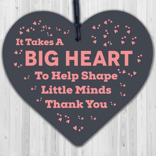 Big Heart Little Minds THANK YOU Teacher Mentor Tutor Nursery Child Gift Plaque