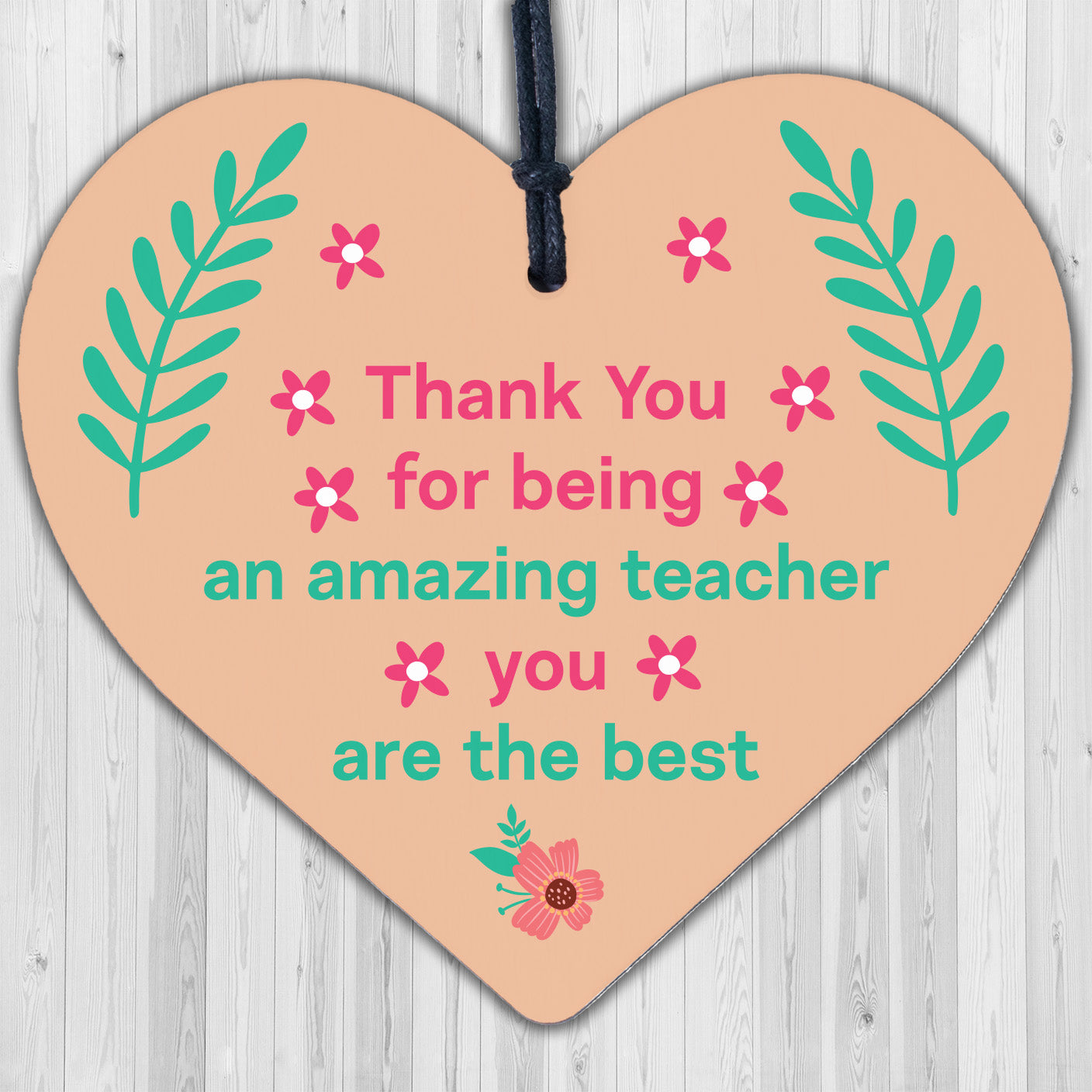 Teacher Leaving Gift Wooden Heart Plaque End of Term Present Thank You Wall Sign