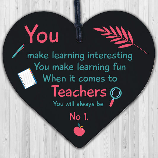 No1 Thank You Teacher Gifts Heart Leaving Nursery School Teaching Assistant Sign