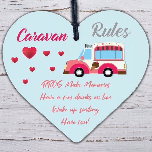 Novelty Caravan Rules Sign Hanging Door Wall Plaque Family Gift Campervan Sign