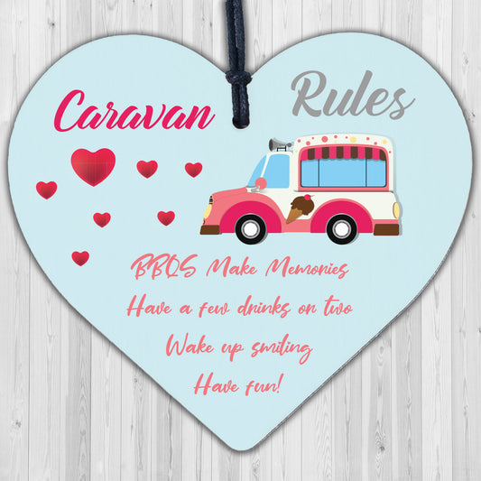 Novelty Caravan Rules Sign Hanging Door Wall Plaque Family Gift Campervan Sign