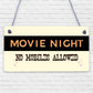 MOVIE NIGHT SIGN Cinema Room Man Cave Plaque Home Decor Keepsake