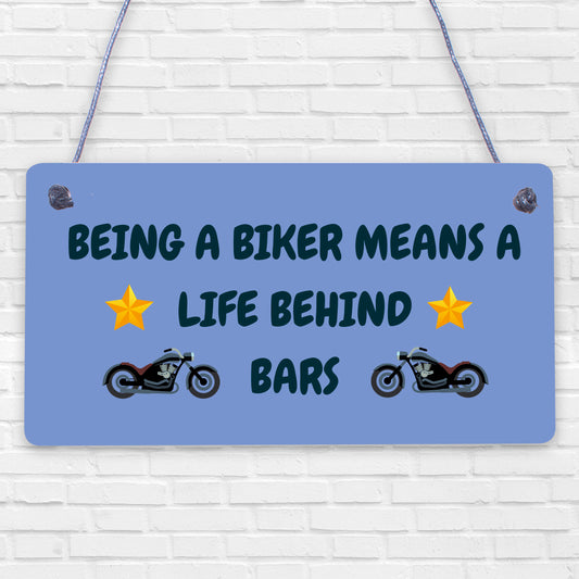 Novelty Biker Gifts For Men Hanging Motorcycle Motorbike Man Cave Garage Plaque