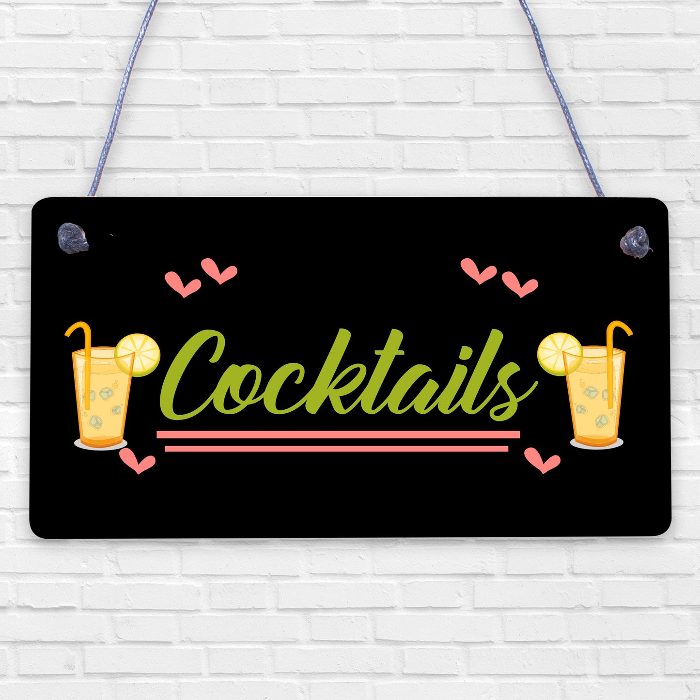 Cocktail Neon Effect Hanging Plaque Home Bar Pub Sign Friendship Man Cave Sign