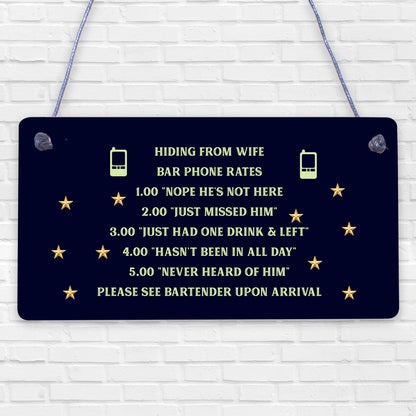 Gifts For Him Funny Man Cave Hiding From Wife Sign Pub Bar Plaque Dad Birthday