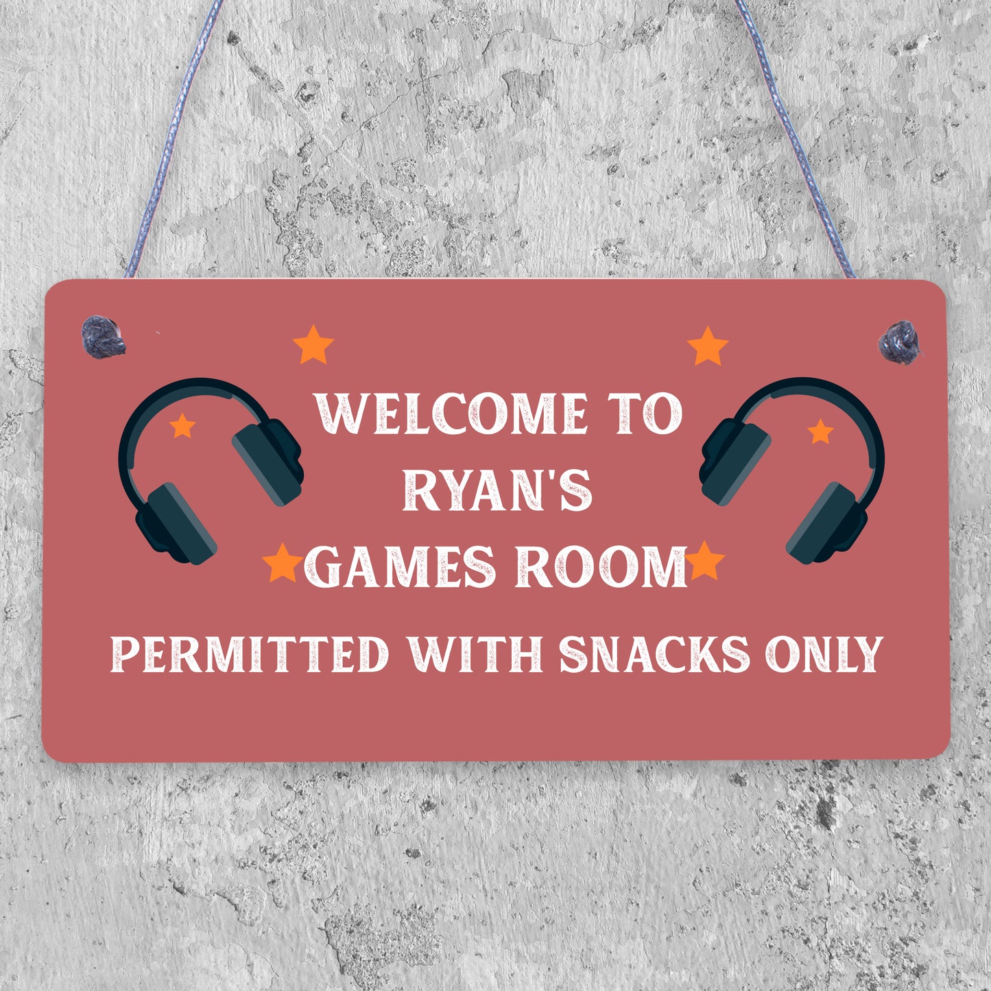 Welcome Sign GAMES ROOM Sign Man Cave Bedroom Door Sign Son Brother Gift